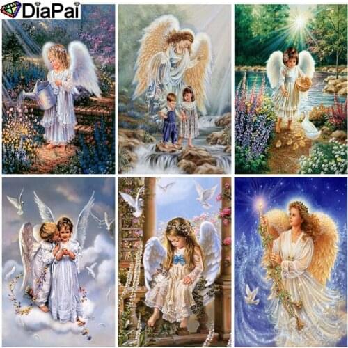 DIAPAI 3D Diamond Painting "Angel child scenery" DIY Full Rhinestones Drill Cross-stitch Kits Square Round Diamond Embroidery