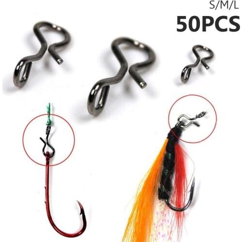 NEW 50Pcs Stainless Steel Fly Fishing Quick Change Hook Connector Pin Fish Tackle