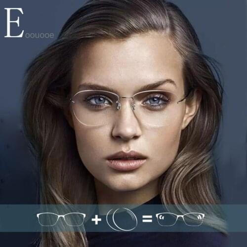 Rimless Glasses Titanium Spectacles Photochromism Prescription Lens Aviation Eyewear Multifocal Opticas Assembly Glasse Frame