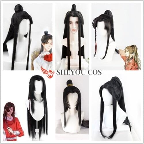 Tian Guan Ci Fu Xie Lian Hua Cheng Cosplay Wig Manga Heaven Officials Blessing Cosplay Hair Wigs + Wig Cap