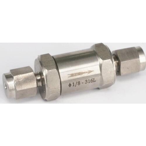 Fit for 1/8" O/D Tube 316 Stainless Steel Check Valve Compression Fitting Max Pressure 40 Mpa