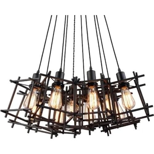 Vintage Iron Frame Chandelier Edison Bulb E27 Holder Loft Restaurant Bar Cafe Living Room Retro Industrial Style Chandeliers