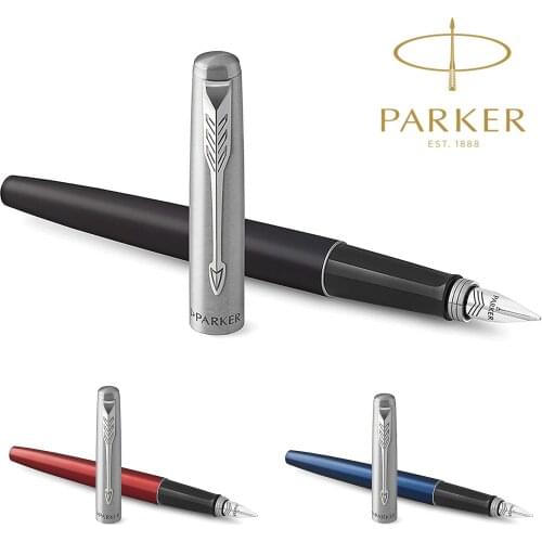 Parker Jotter Black, Blue, Red Chrome Designed Fountain Pen, Medium Tip , Ink Pen Metal Nib Width M Tip, Writing pens Office Pen