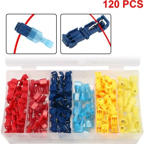 Self-Stripping Quick Splice T-Tap Wire Connectors Quick Disconnect Spade Terminal 120pcs Electrical Wire Terminals Insulated