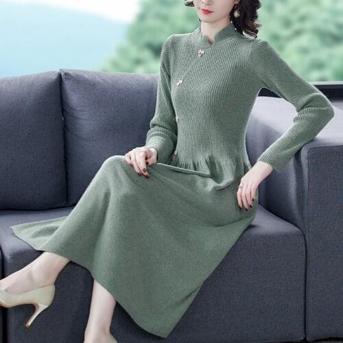 Wool knitted dress plus size mid-length sweater dress fashion Robes Femmevestidos de festa Womens Clothings