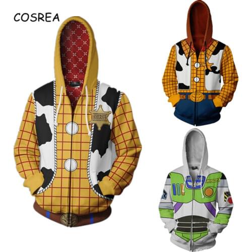 Toy Cosplay Story Costume Anime Toy Hoodies Sweatshirts Story Adult Kids 3D Printing Zipper Hooded Sweater