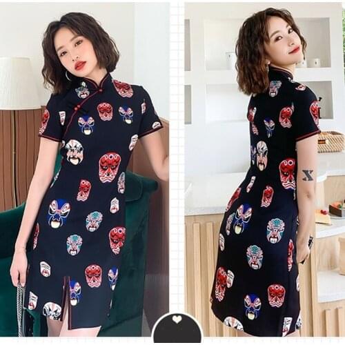 2020 Spring And Summer New Improved Version Of The Cheongsam Young Girl Chinese Style Retro Sexy Short National Tide Dress 10528
