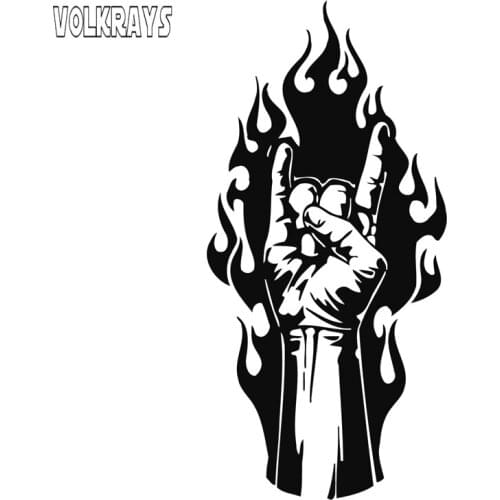 Volkrays Personality Car Sticker Rock Metal Music Hand Accessories Reflective Waterproof Cover Scratches Vinyl Decal,13cm*5cm