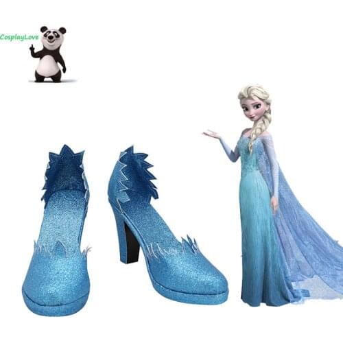 Pricness Elsa Blue Shoes Cosplay Long Boots Custom Made For Halloween Christmas