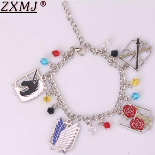 ZXMJ Attack on Titan Bracelets Hot Anime Wings Of Liberty Cartoon Shingeki no Kyojin Bracelets & Bangles For Fans Jewelry Gift