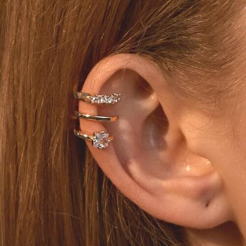 1 PCS Vintage U Shape Geometric Ear Cuff Non Pierced Clip Earring for Women Trendy Punk Small Crystal Circle Earring