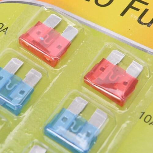 Hot 10PCS Car Insurance Insert 10-30A fuse 10-30A Trendy Car Fuse Insurance Pieces Set Durable Zinc Alloy Safety Film