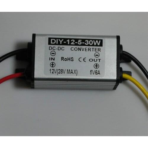 DC-DC Converter 12V24V(8.5V-28V) Step Down 5V 6A 30W Buck Module Car Power Supply Adapter Voltage Regulator Waterproof 10PCS