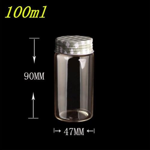 12units 100ml Glass Jars Silicone Stopper Leak proof Liquid Metal Cap Empty Bottles Glass Loose Powder Bottles Containers