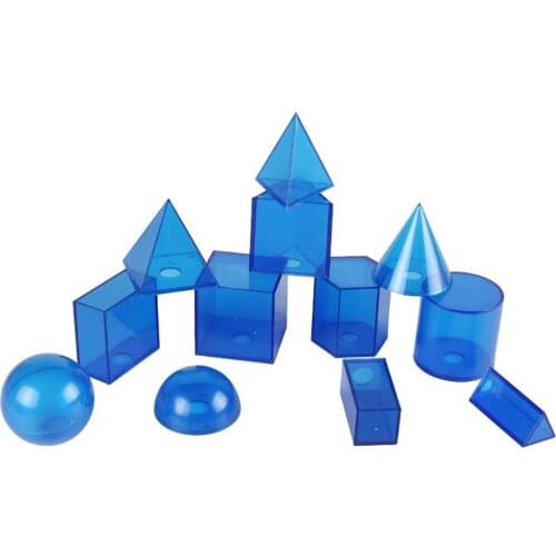 12Pcs/Set Students Kids Geometric Solids Model Transparent 3D Geometric Solids Model Detachable Teaching Aids Supplies Toy