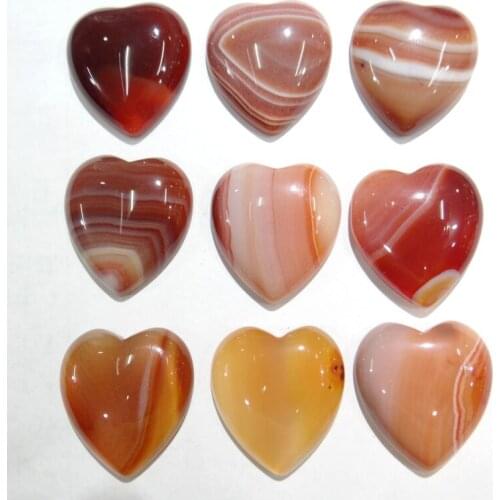 12pcs natural stone red agates Heart-shaped No Hole cabochons Color mixing beads 25*23mm For DIY Jewelry Making Necklace pendant