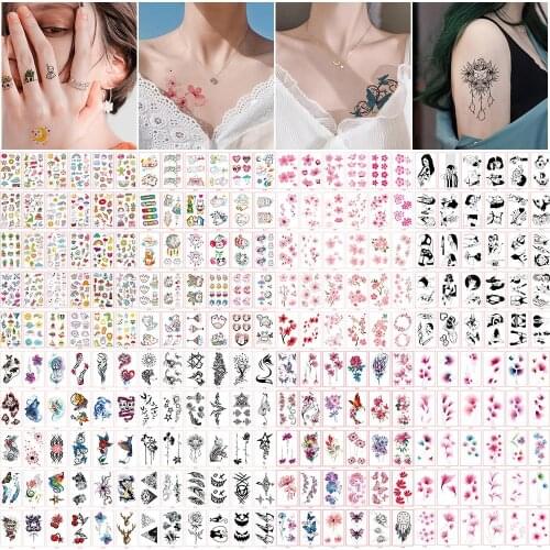 30Pcs/Set No Repeat Temporary Tattoo Stickers for Woman Waterproof Arm Clavicle Body Art Sticker Butterfly Rose Tatouage 2021