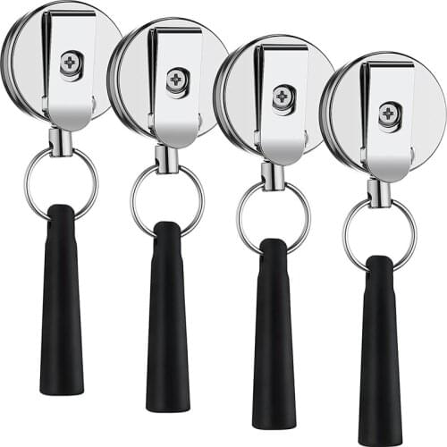 4 Heavy-Duty Retractable Pen Holders, Belts and Key Chain Clips, Suitable for Carpenters,Nurses,and Construction Workers