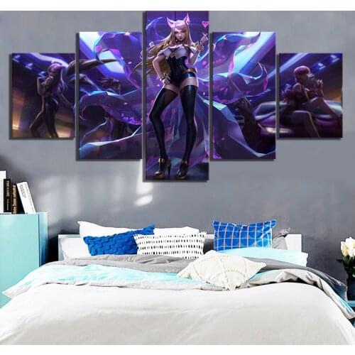 5pcs KDA WomenS Group LOL Game Poster Wall Art Decor Modular Picture Gamer Canvas Paintings For Teen Living Room Decoration