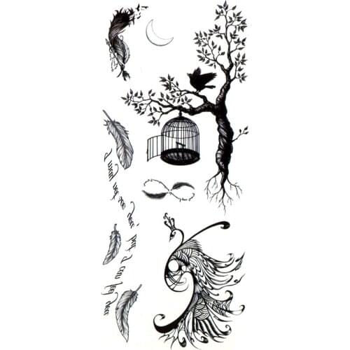 5pcs Peacock And Tree Waterproof Temporary Tattoos Men Fake Tattoo Body Art Maquiagem Birds Nest The Flash Kids Tatoo Stickers