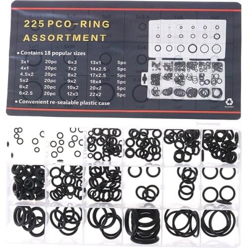 225Pcs Seal O-ring R134a Air Conditioning Rubber Washer Assortment Box Set portable ac air conditioner for car