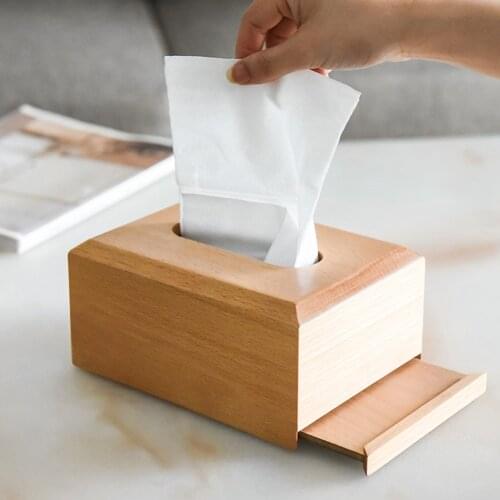 White Brief Napkin Box Wooden Tissue Box With Wood Cover Home Kitchen Napkin Container Handkerchief Box Tissue Paper Organizer