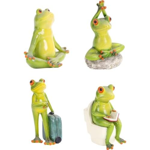 More Size Resin Yoga Frog Figurines Nordic Garden Crafts Decorations Porch Store Animal Ornaments For Home Accessories