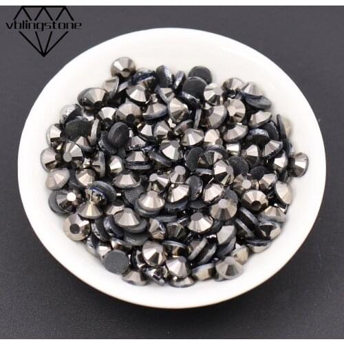 Hematite Rhinestone Iron On Strass Hot Fix Flatback Rhinestones Glass Stones And Crystal For Wedding Dresses SS6-SS30