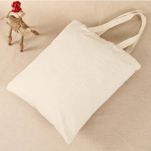 10pcs DIY Blank pattern Canvas Open Shopping Bags Eco Reusable Foldable Shoulder Bag Handbag Tote without zipper