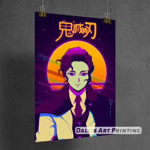 Canvas Anime 80 s retro kibutsuji muzan Pictures Home Decoration Paintings Poster HD Prints Wall Art Modular Living Room Framed