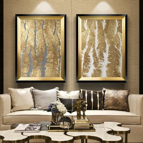 Canvas Paintings Prints Wall Art Posters Decoration Minimalist Abstract Gold Pattern Paintings for Living Room Home Wall Art