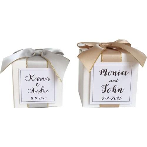 Customized White Paper Wedding Graduation Anniversary Bridal shower Baby birthday Candy boxes for party guests return gifts