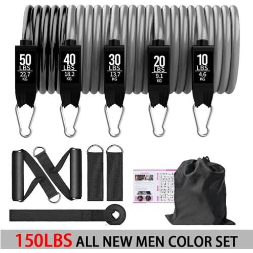 150-pound Fitness Resistance Band Gray Gradient Drawstring Elastic Band Upgrade Training Belt Set Pilates Fitness Equipment Home