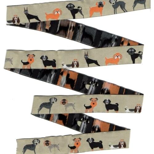 HOT!!! 2015 NEW wholesale 7/8'' 22mm Wide Unique white dog Woven Jacquard Ribbon dog chain accessories 10yards/lot