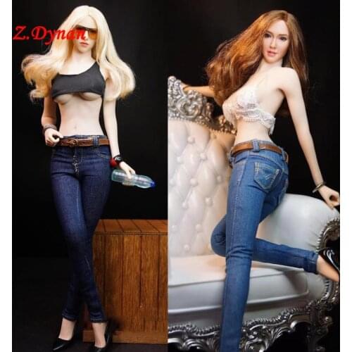 1/6 scale Female Skinny Jeans Tight CF001 A/B/C blue color for 12 inches Action Figures Jiaou doll body