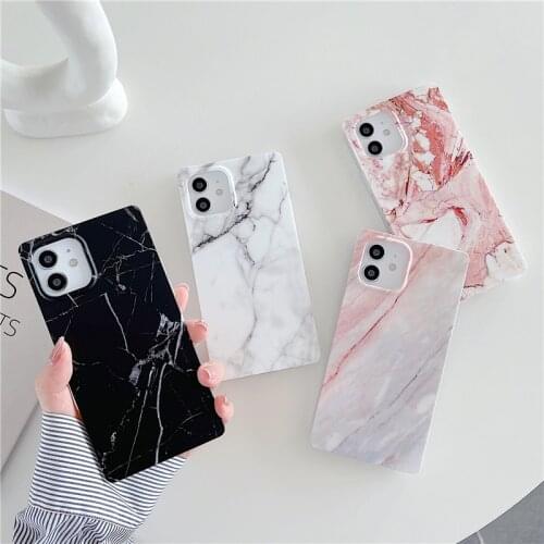12 Pro Cases Square Marble Matte Case for iPhone 11 Pro Max 11 7 8 Plus XS MAX XR X Clear Silicone Luxury Marbles Cover SE 2020