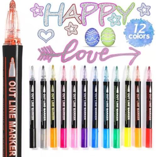 Outline Metallic art sketching marker rotuldores plumones decolores for scrapbooking plumones para lettering Marcadores