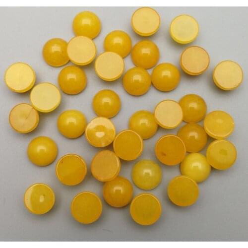 Fashion yellow color stone beads charms 8mm round cab cabochon no hole for jewelry Accessories Wholesale 50pcs/lot free shipping