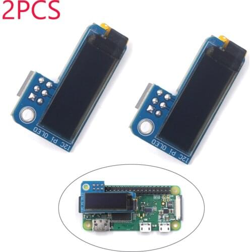 2Pcs PiOLED 0.91 inch IIC I2C 128x32 OLED Monochrome Screen Add-on for Raspberry Pi Zero SSD1306 Blue DC 3.3V FZ3579