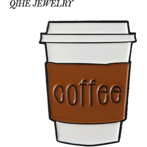 QIHE JEWELRY Coffee pins To go coffee travel mug Brooches Badges Lapel pins Gifts for coffee lover Men Women