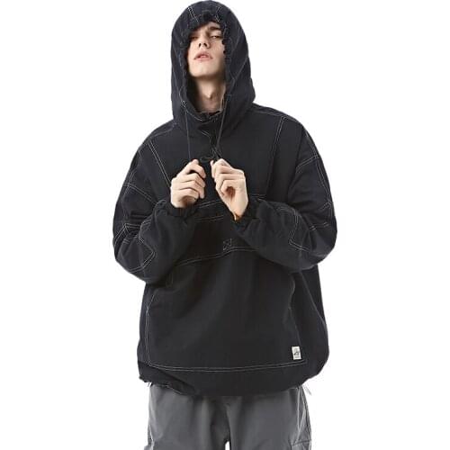 New Western Vintage Simple Safari Style Fashionable Mens Pullovers Hooded Jackets Casual HALF-ZIP Coats Street Wear