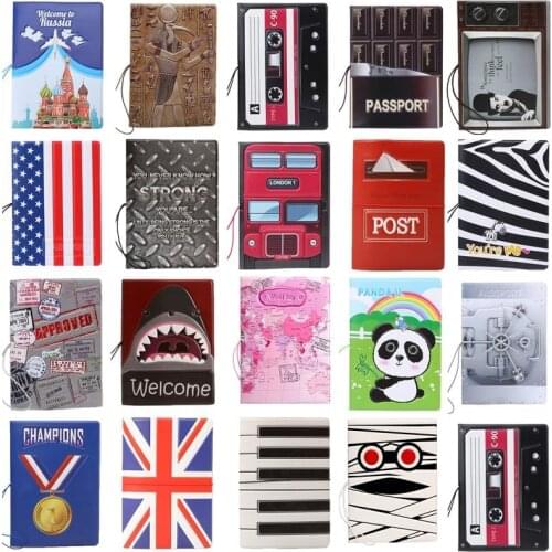 Discount New Fashion Cartoon Super Cool Passport Holder Documents Sets ID Credit Card Bag PVC Bule Passport Cover 14*10CM
