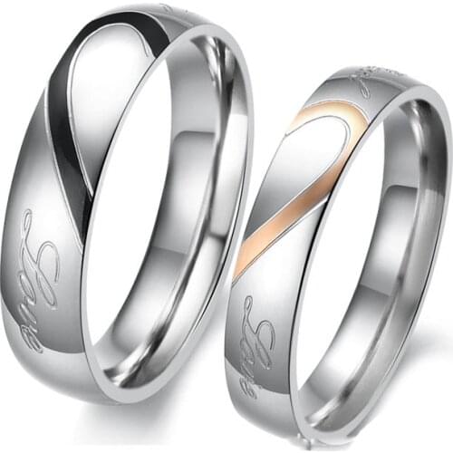 Engagement Wedding Rings for Men Women Engraved Real Love Couple Ring Stainless Steel Trendy Jewelry Valentines Day Gift