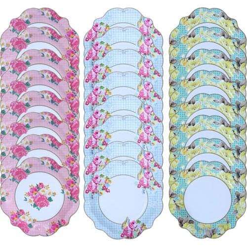 8PCS/LOT Party Floral Pattern Disposable Tableware Flower Paper Plates Baby Shower Birthday Party Wedding Home Decor Tableware