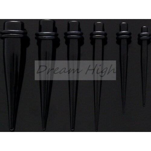 Wholesale Ear Expander Ear taper Stretchers Ear plugs UV Acrylic Black Earring Body piercing 500pcs/lot 1.6-10mm Free Shipping