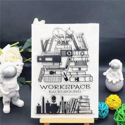 11*16CM Cat Bookshelf Transparent Clear Stamps / Silicone Seals Roller Stamp For DIY Scrapbooking Photo Album/Card Making
