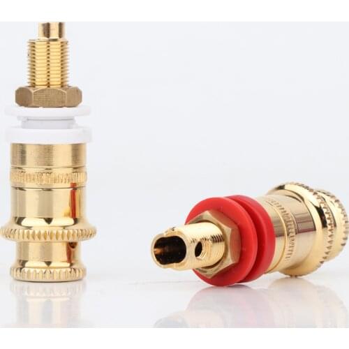 4Pcs/Set WBT Style Hi-End Gold Plated Speaker Binding Posts Terminal Connector Jack Loudspeaker Cable Soeckt Banana Plug Socket