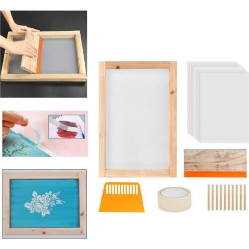 24 Pieces Screen Printing Starter kit Wood Silk Screen Printing Frame with Squeegees Tool for DIY T-shirts Clothes Bag