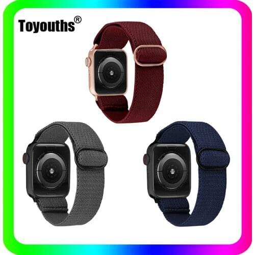 Toyouths Elastic Scrunchie Strap for Apple Watch Band 38mm 42mm 3Pcs/Set Adjustable Nylon Solo Loop Strap for iwatch Series Band