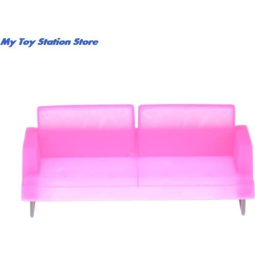 Decoration Dollhouse Sofa Miniature For girl Deluxe Pink Plastic Sofa Chair For girl Doll Accessories Doll House